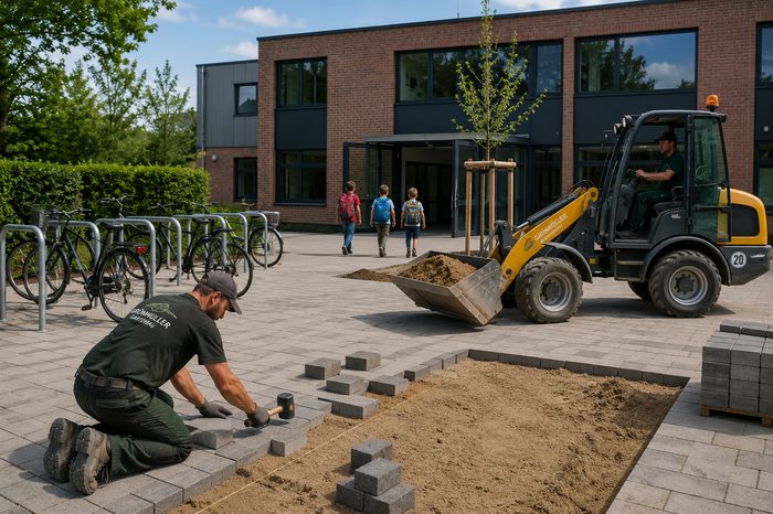 Pflasterarbeiten an einer Grundschule